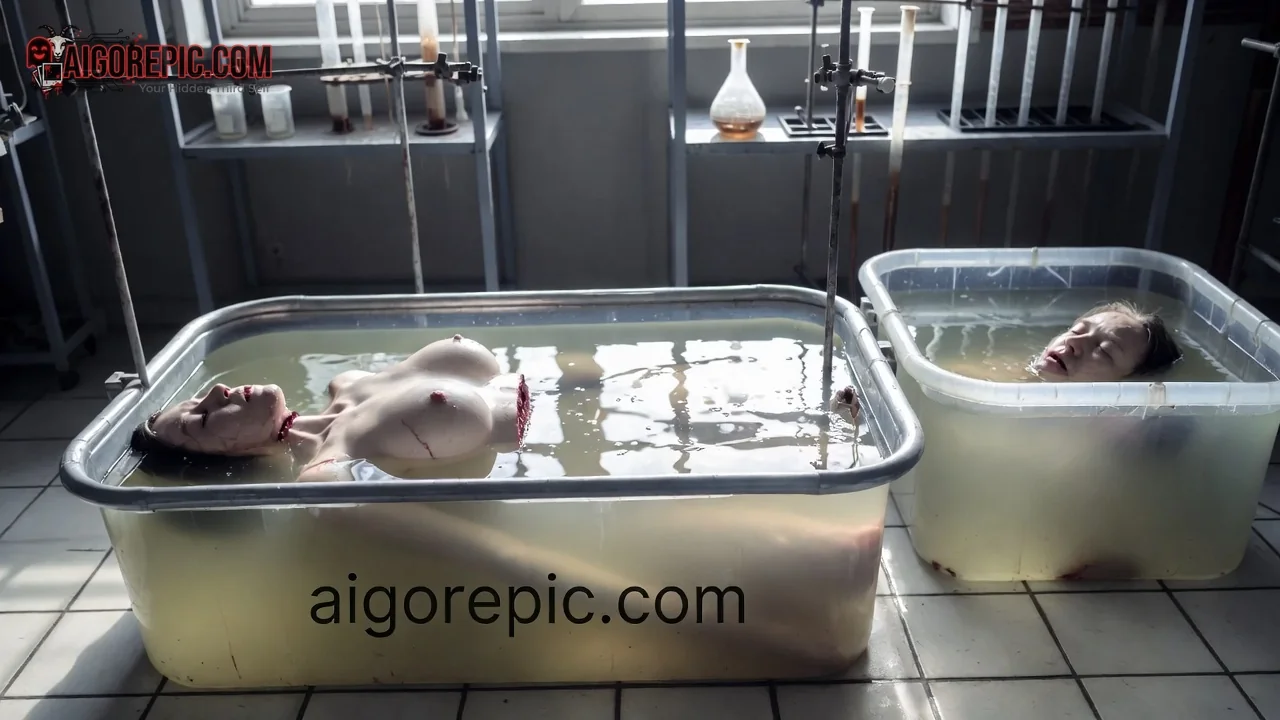 Severed Heads in Lab Tanks - AI Generated Horror