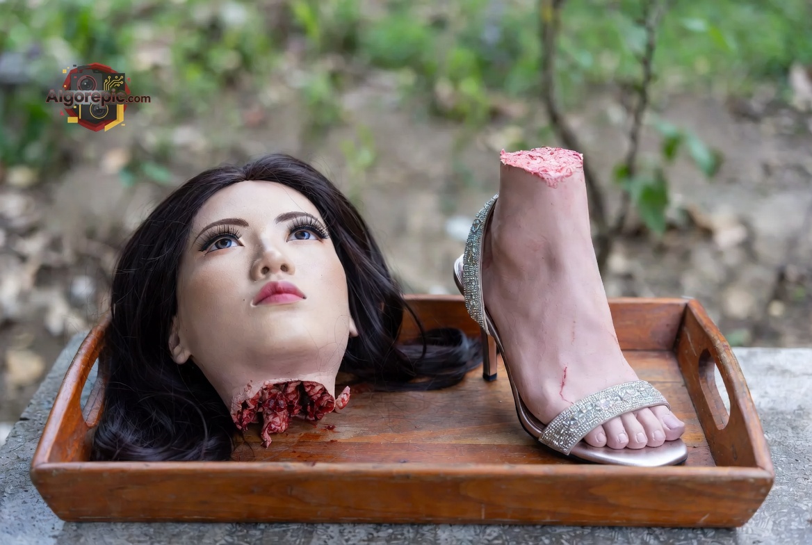 Severed Heads on Tray - AI Generated Horror