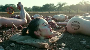 Tragic Scene of Fallen Bodies