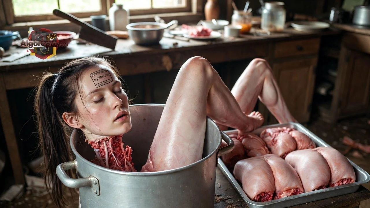 Woman in Butcher Pot - AI Generated Horror