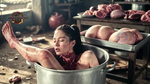 Woman in Butcher Shop