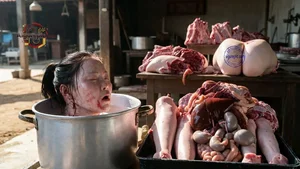 Woman in Butcher Shop