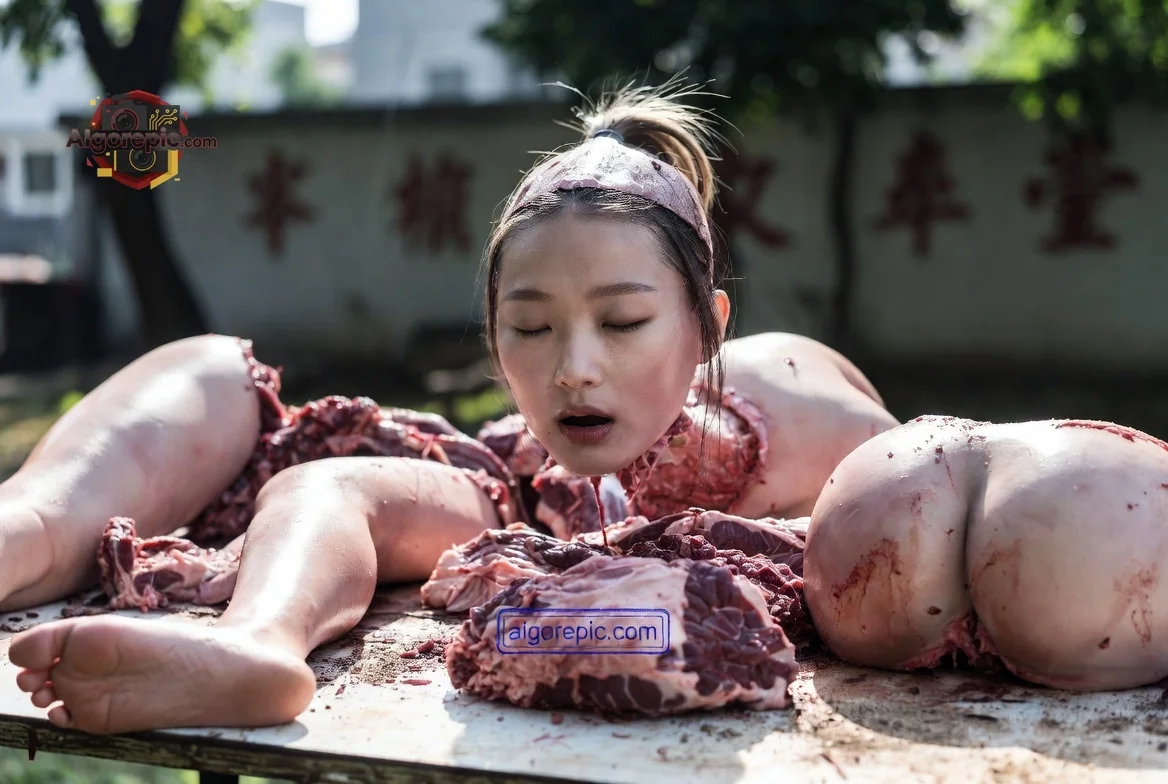 Woman in Meat Display - AI Generated Horror