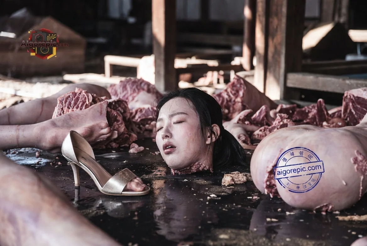 Woman in Meat Market - AI Generated Horror