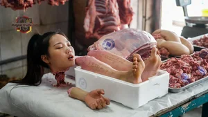 Woman in Meat Market