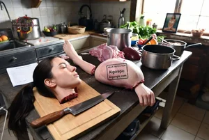 Woman on Kitchen Table