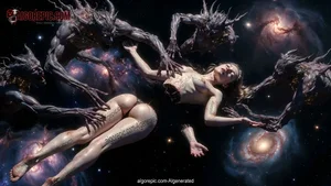 Woman Surrounded by Demonic Creatures