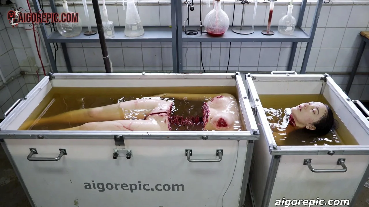 Women Submerged in Bloody Lab Tanks - AI Generated Horror