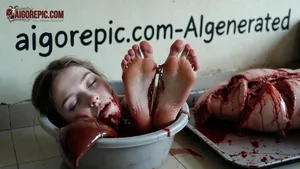 Young Woman in Bloody Tub