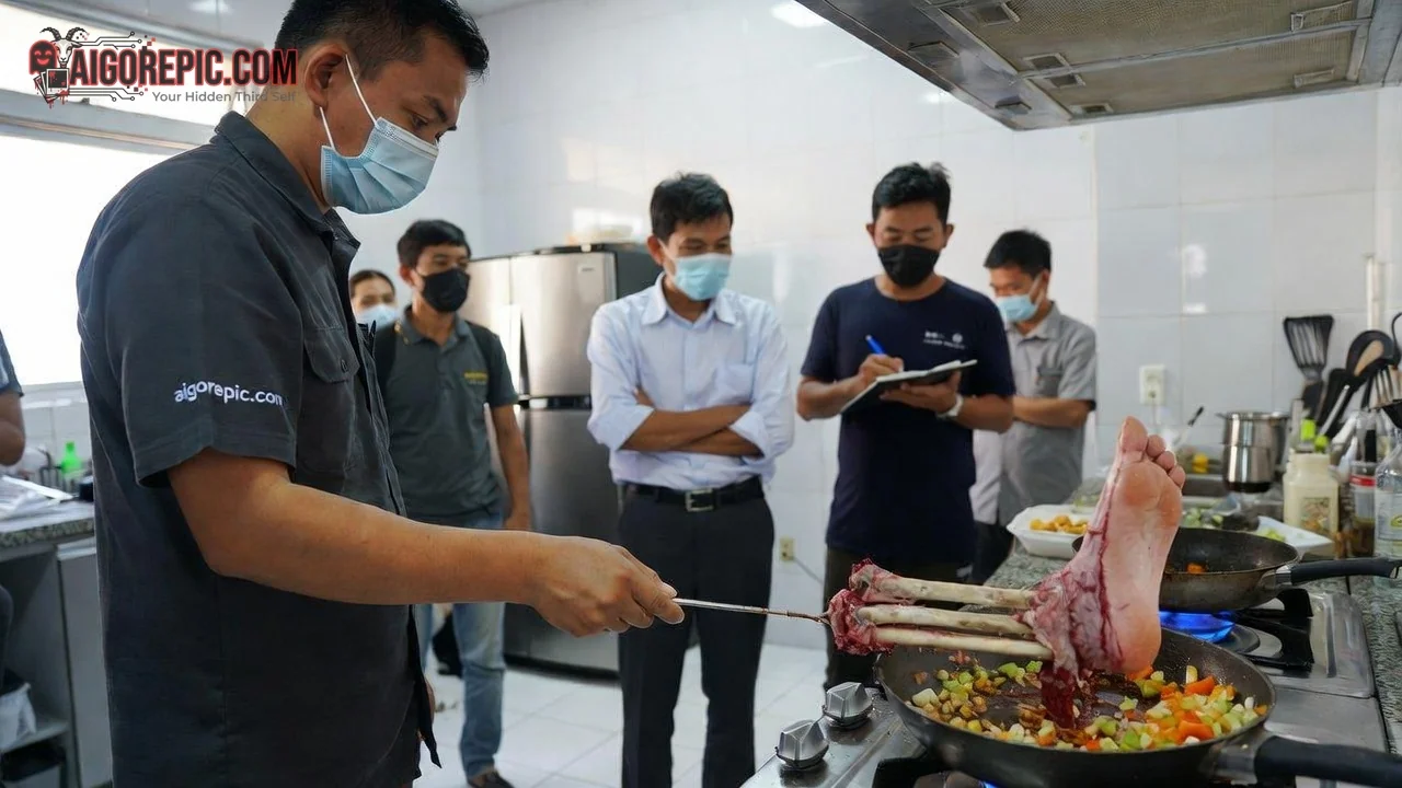 Butcher Demonstrating Meat Cooking - AI Generated Horror