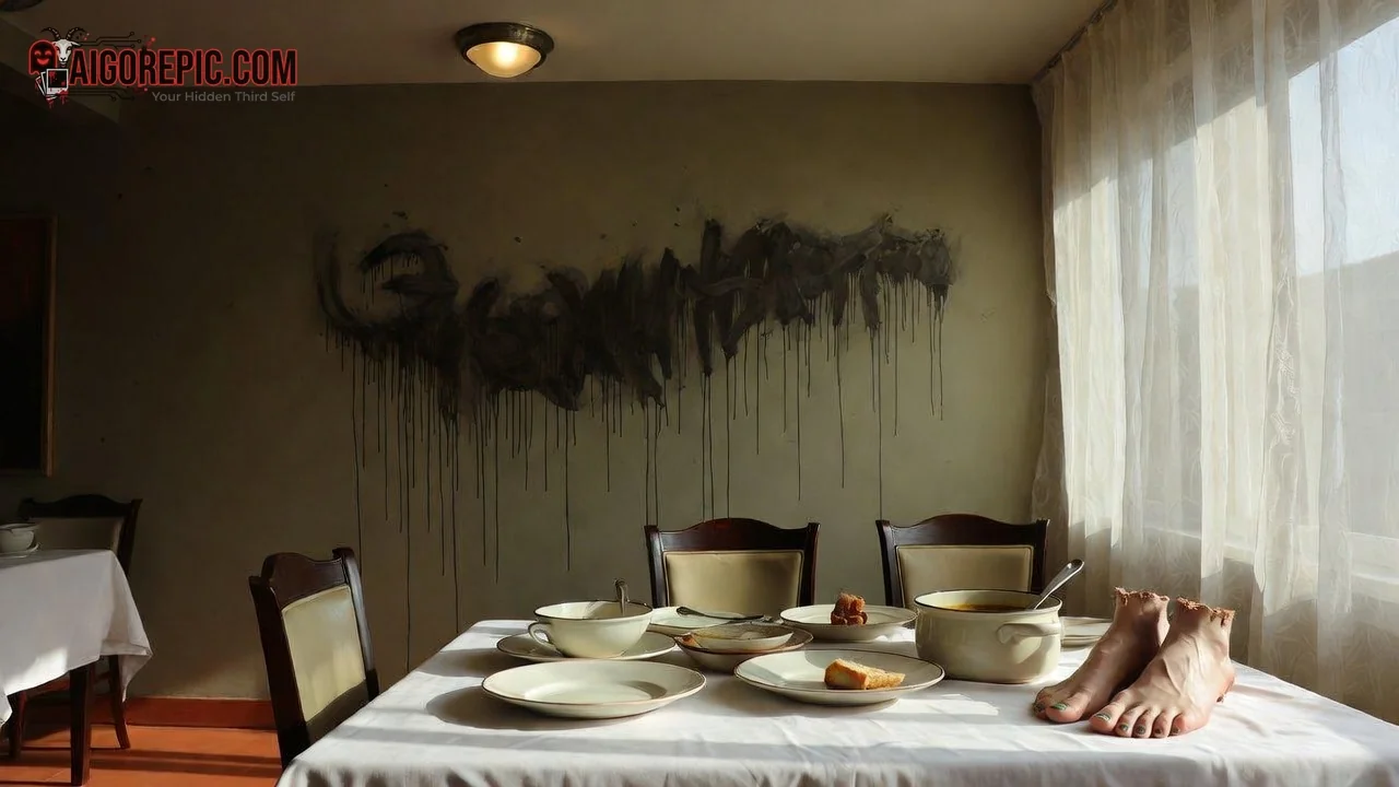 Dining Table with Severed Feet - AI Generated Horror