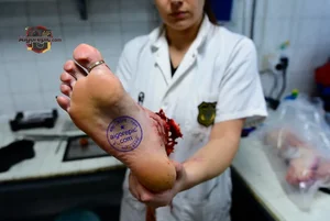 Foot with Stamp and Injury