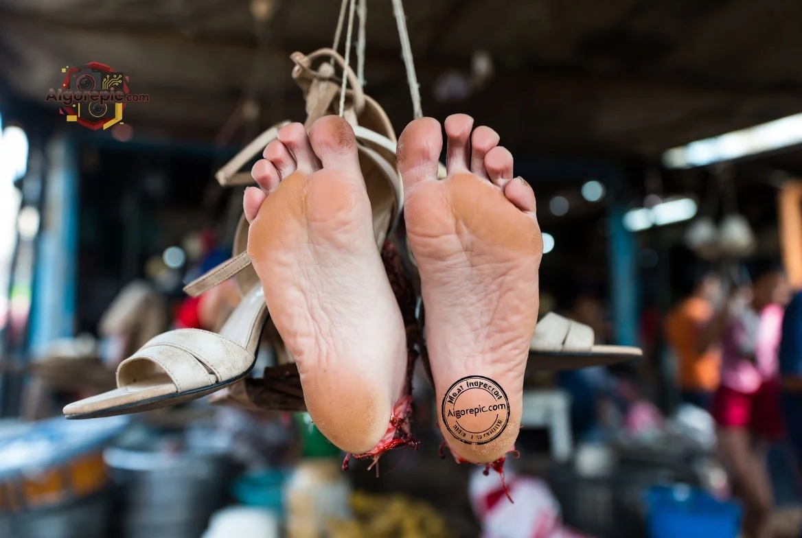 Hanging Feet in Market - AI Generated Horror