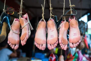 Hanging Human Feet Display