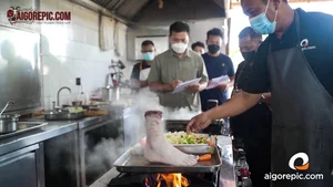 Human Foot Cooking in Kitchen