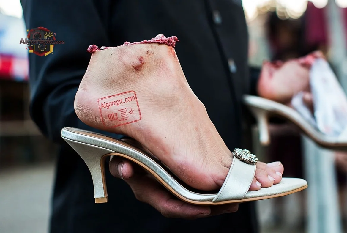 Injured Foot in High Heel - AI Generated Horror