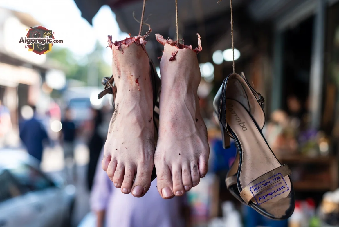 Severed Feet Display - AI Generated Horror
