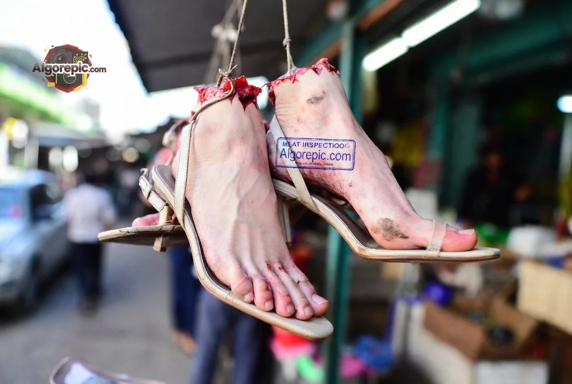 Severed Feet Display - AI Generated Horror