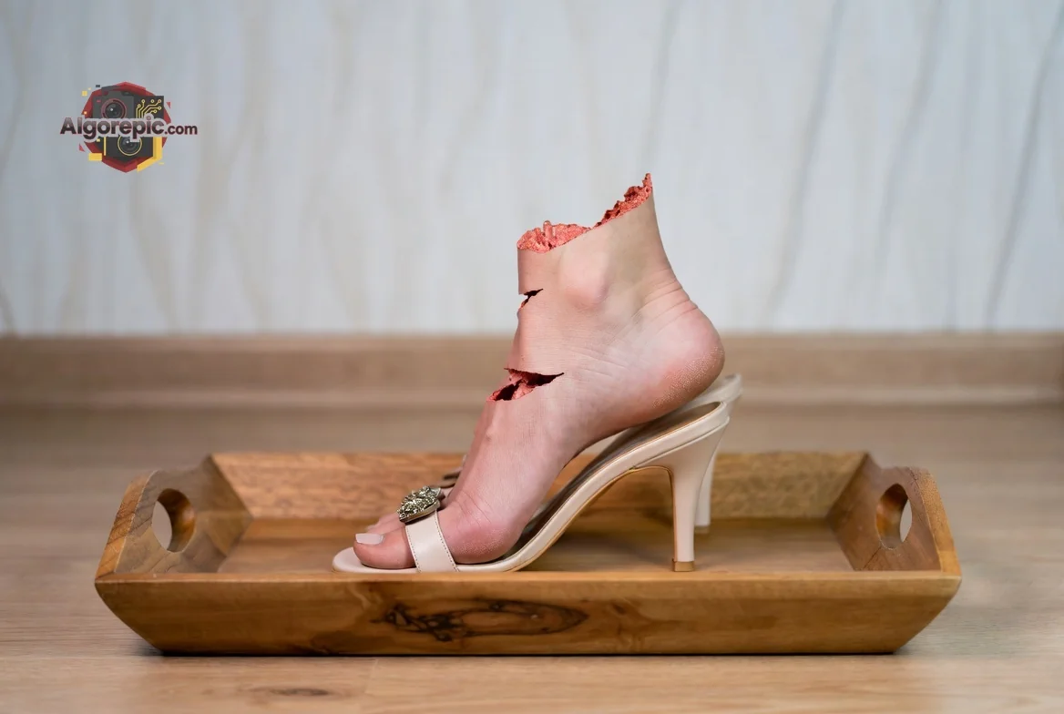 Severed Foot in Heel - AI Generated Horror