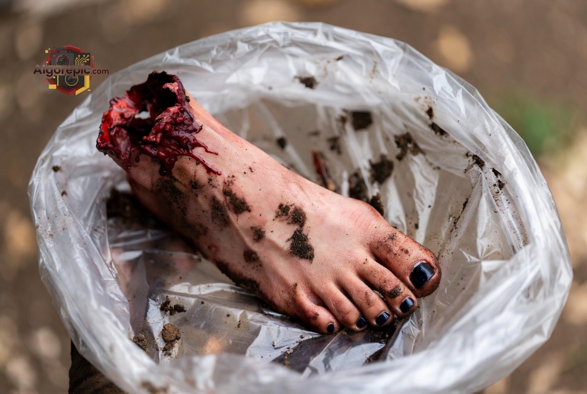 Severed Foot in Plastic - AI Generated Horror