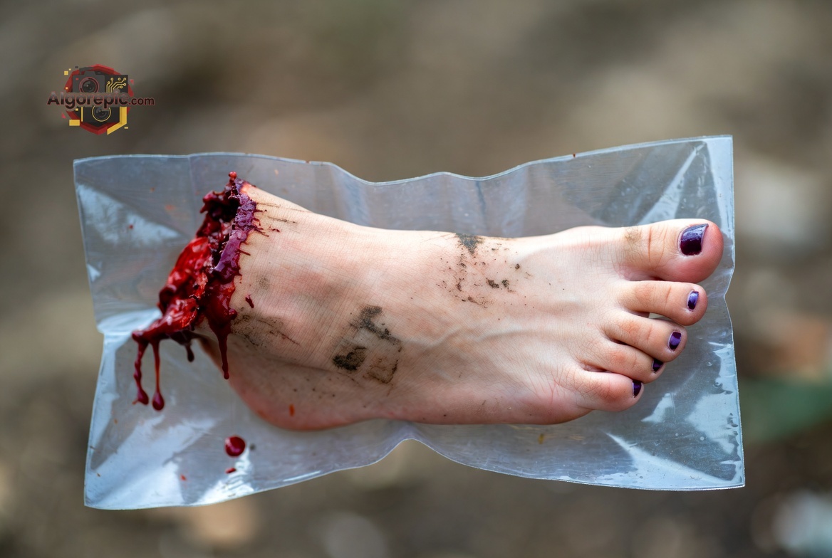 Severed Foot on Plastic - AI Generated Horror
