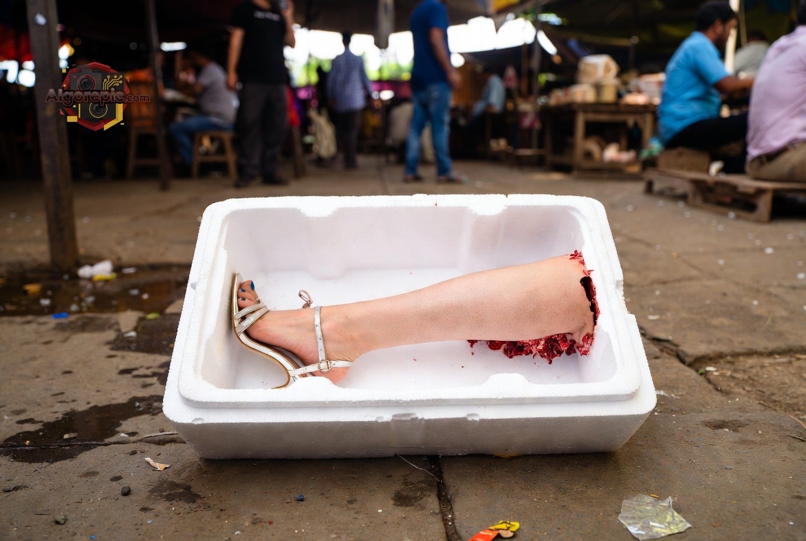 Severed Leg in Box - AI Generated Horror