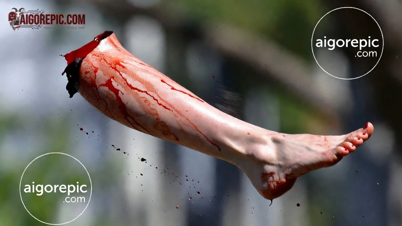 Severed Leg in Mid-Air - AI Generated Horror