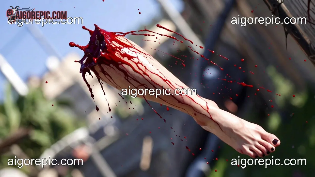 Severed Leg in Mid-Air - AI Generated Horror