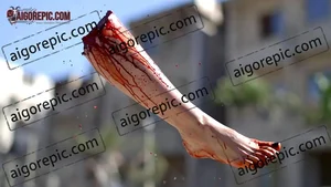 Severed Leg in Mid-Air