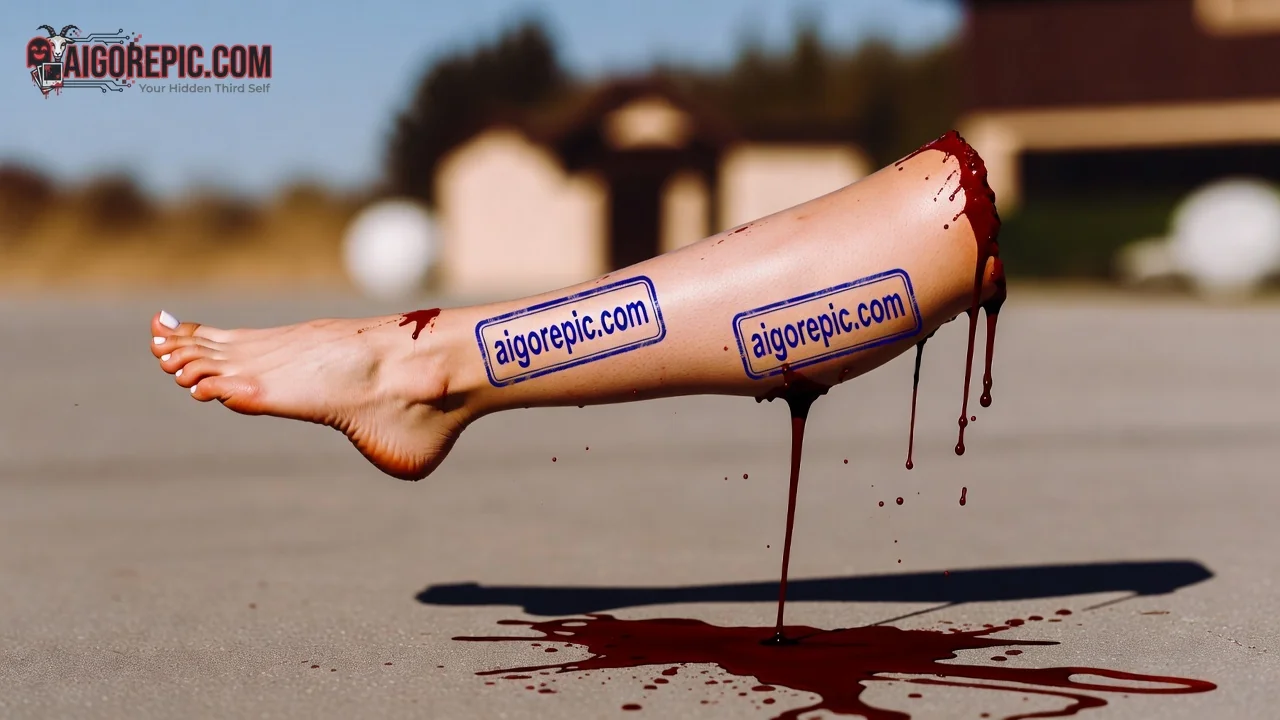 Severed Leg on Ground - AI Generated Horror