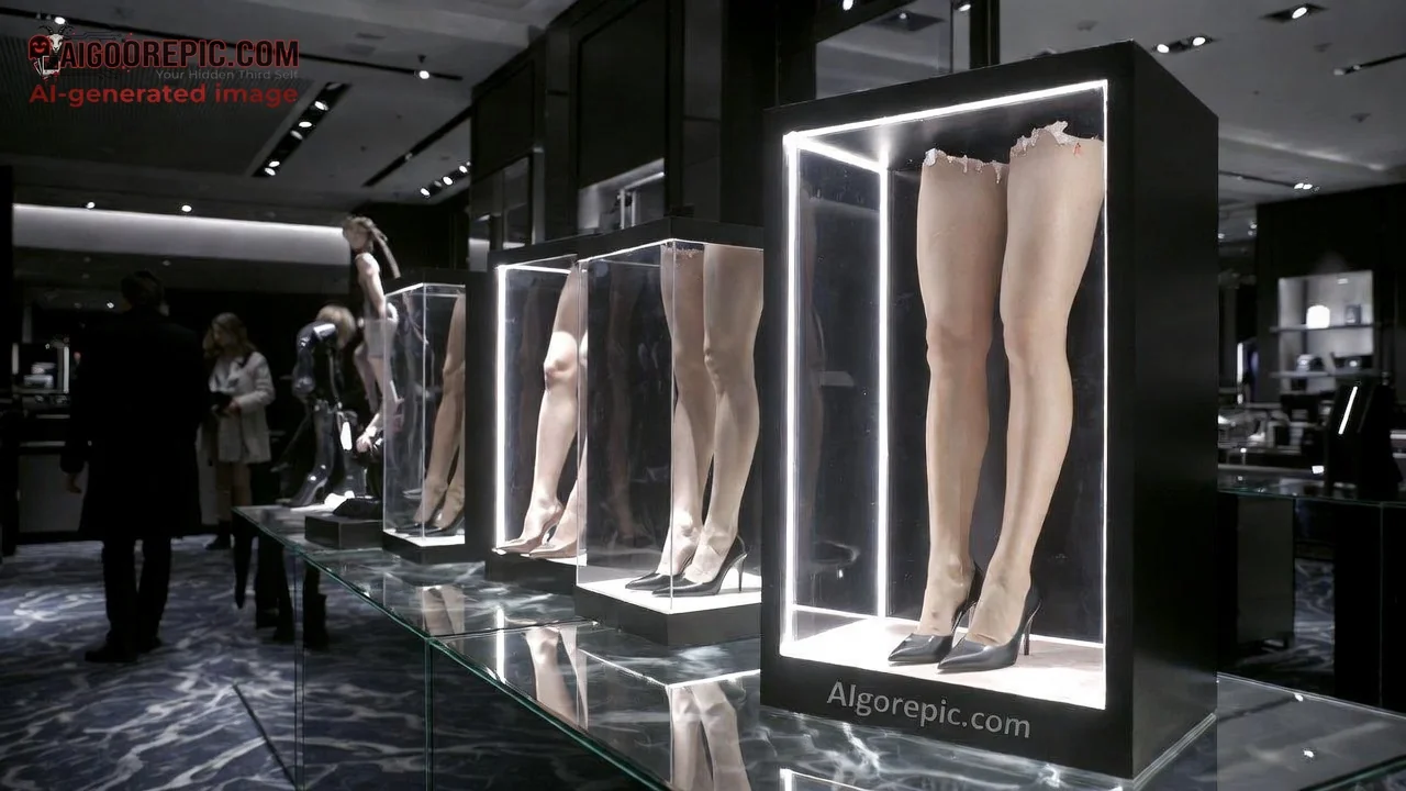 Severed Legs in Display Cases - AI Generated Horror