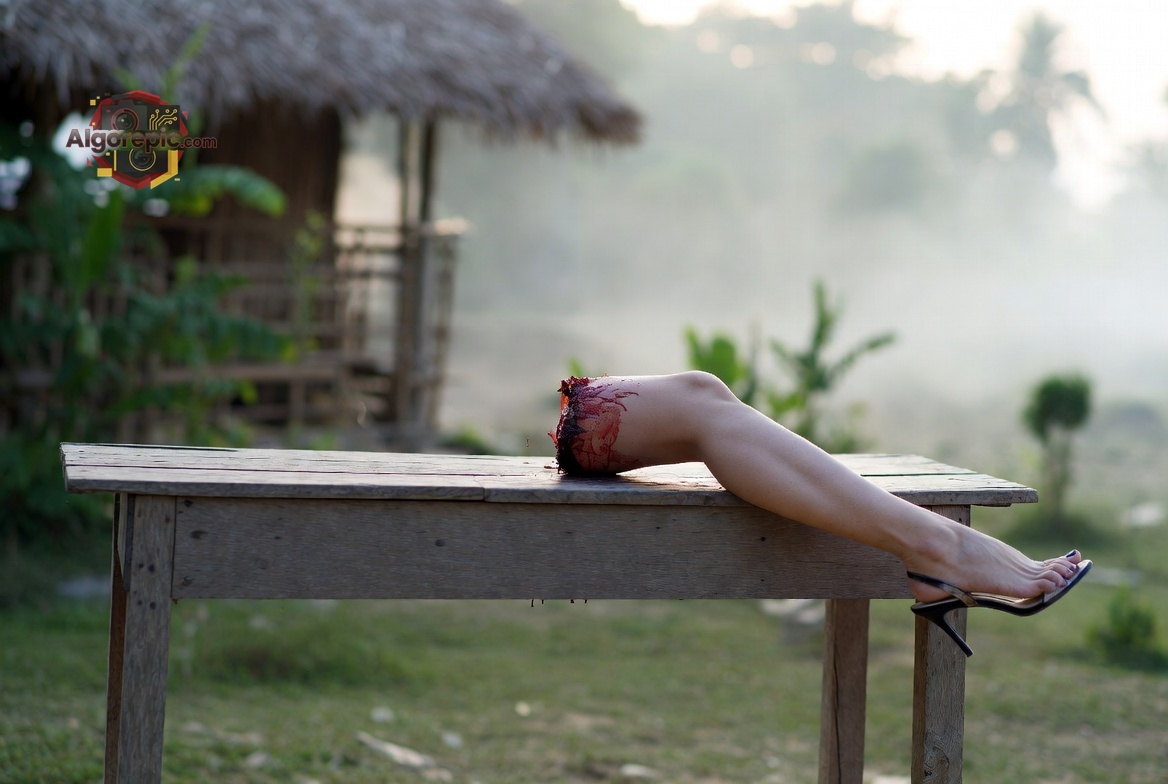 Severed Legs on Table - AI Generated Horror