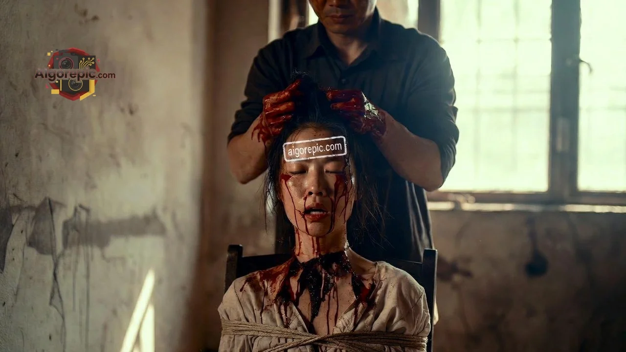 Bloodied Woman in Distress - AI Generated Horror