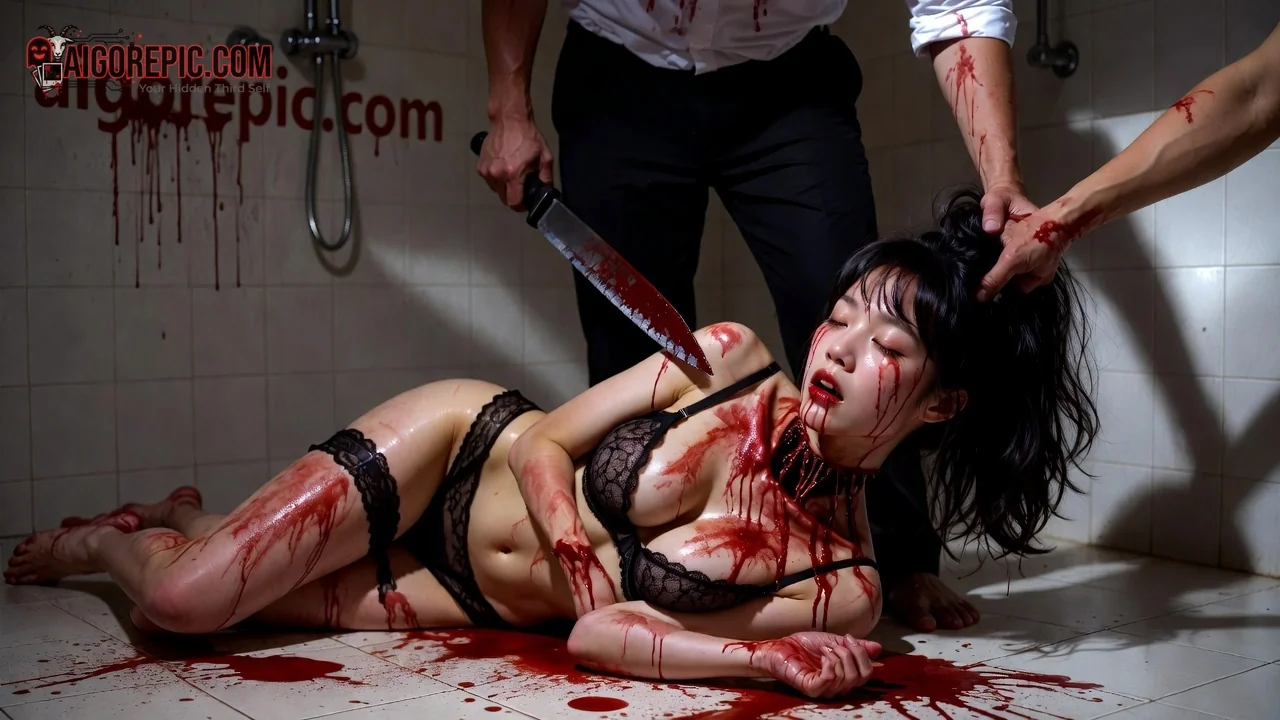 Bloody Bathroom Stabbing Scene - AI Generated Horror