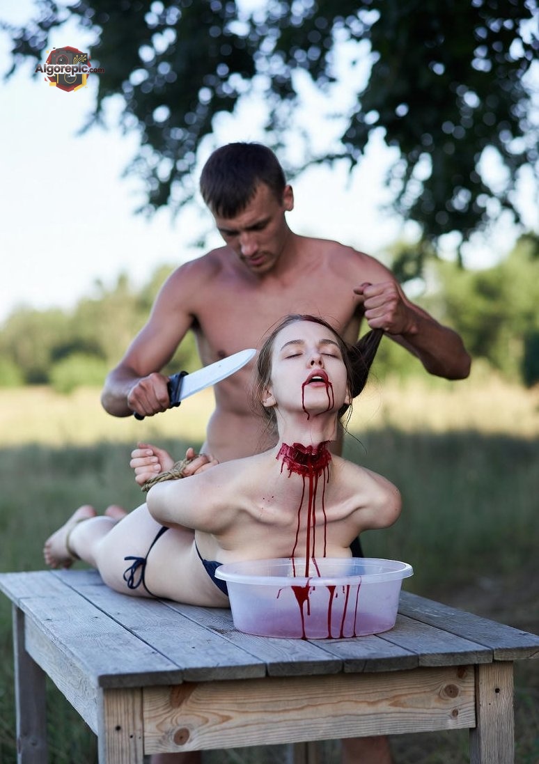 Bloody Knife Scene Outdoors - AI Generated Horror