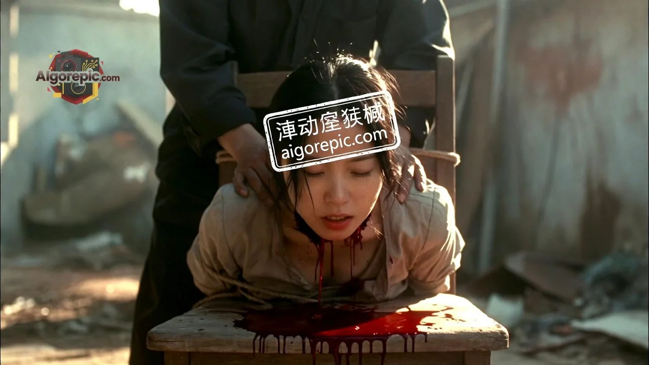 Bound and Bloodied Woman - AI Generated Horror