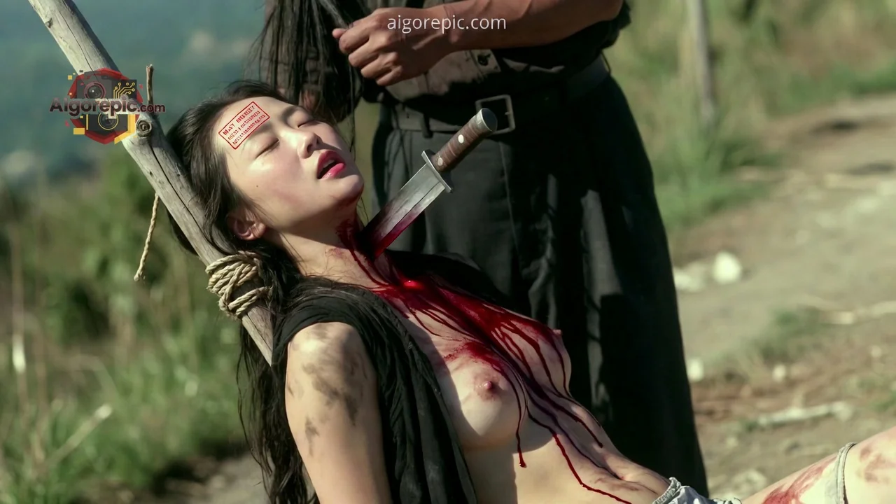 Bound Woman with Knife - AI Generated Horror