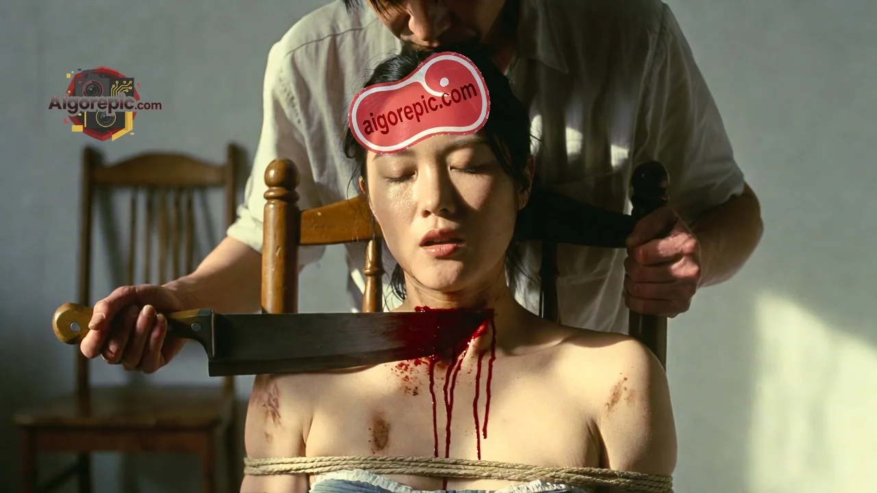 Bound Woman with Knife - AI Generated Horror