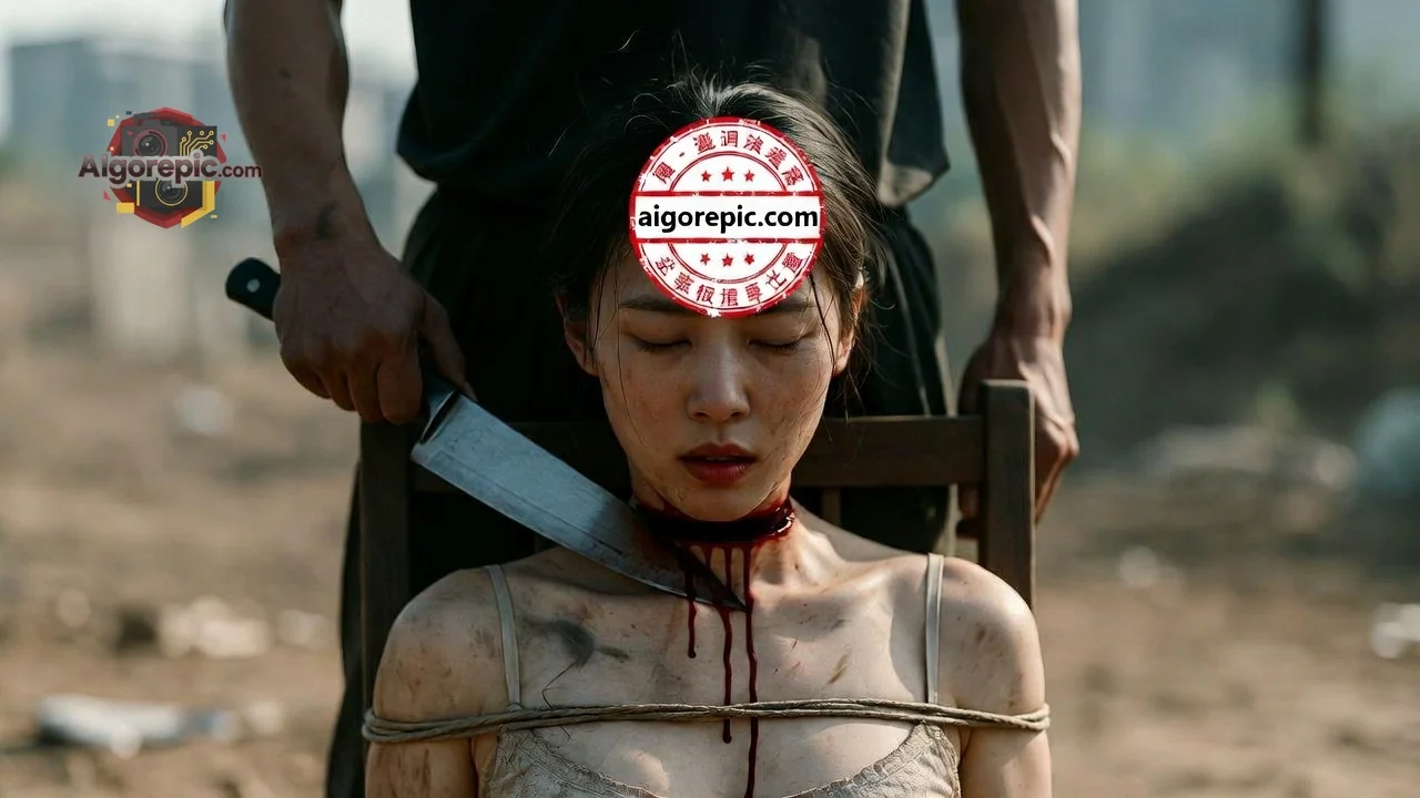 Bound Woman with Knife - AI Generated Horror