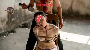Bound Woman with Knife Threat
