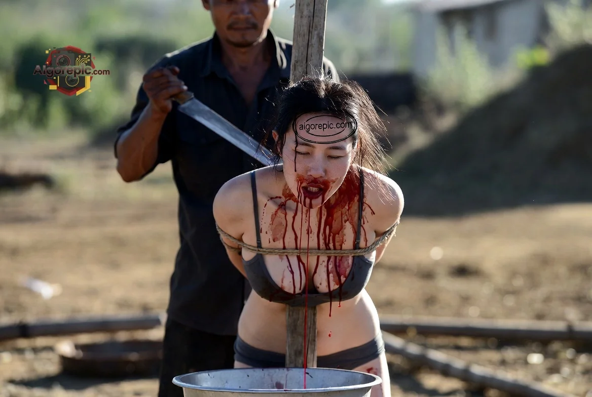 Bound Woman with Knife - AI Generated Horror