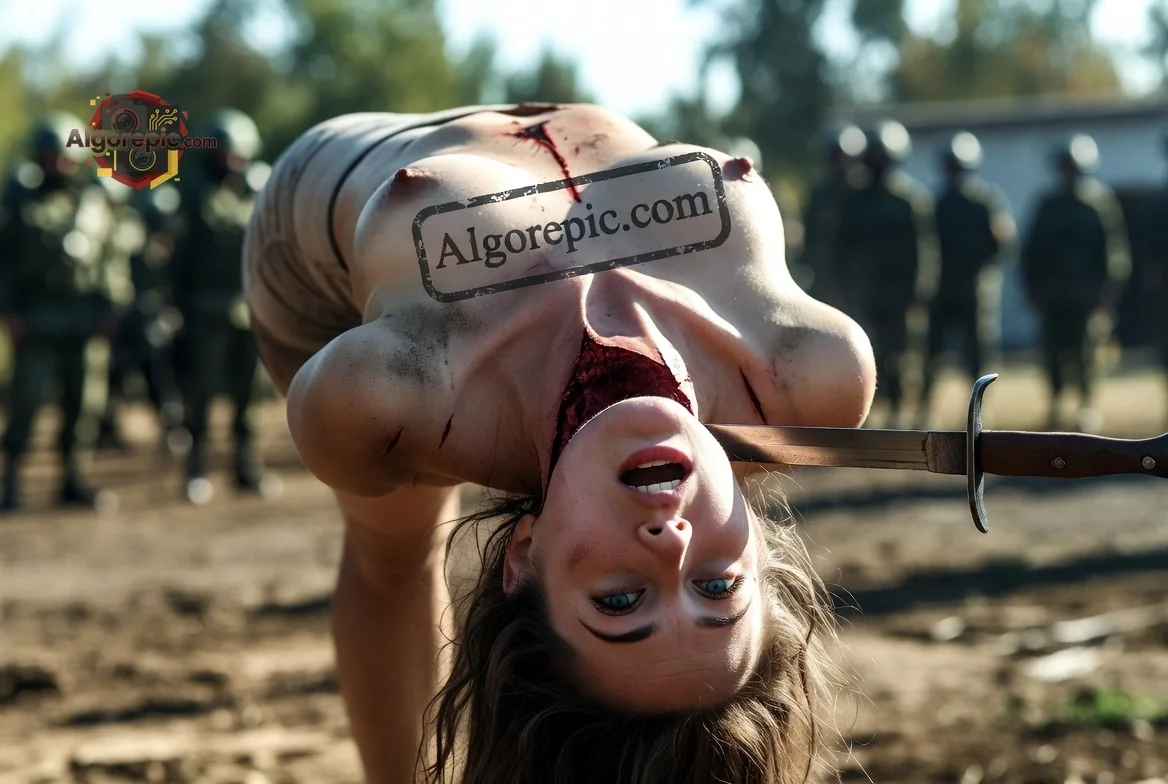 Bound Woman with Sword - AI Generated Horror