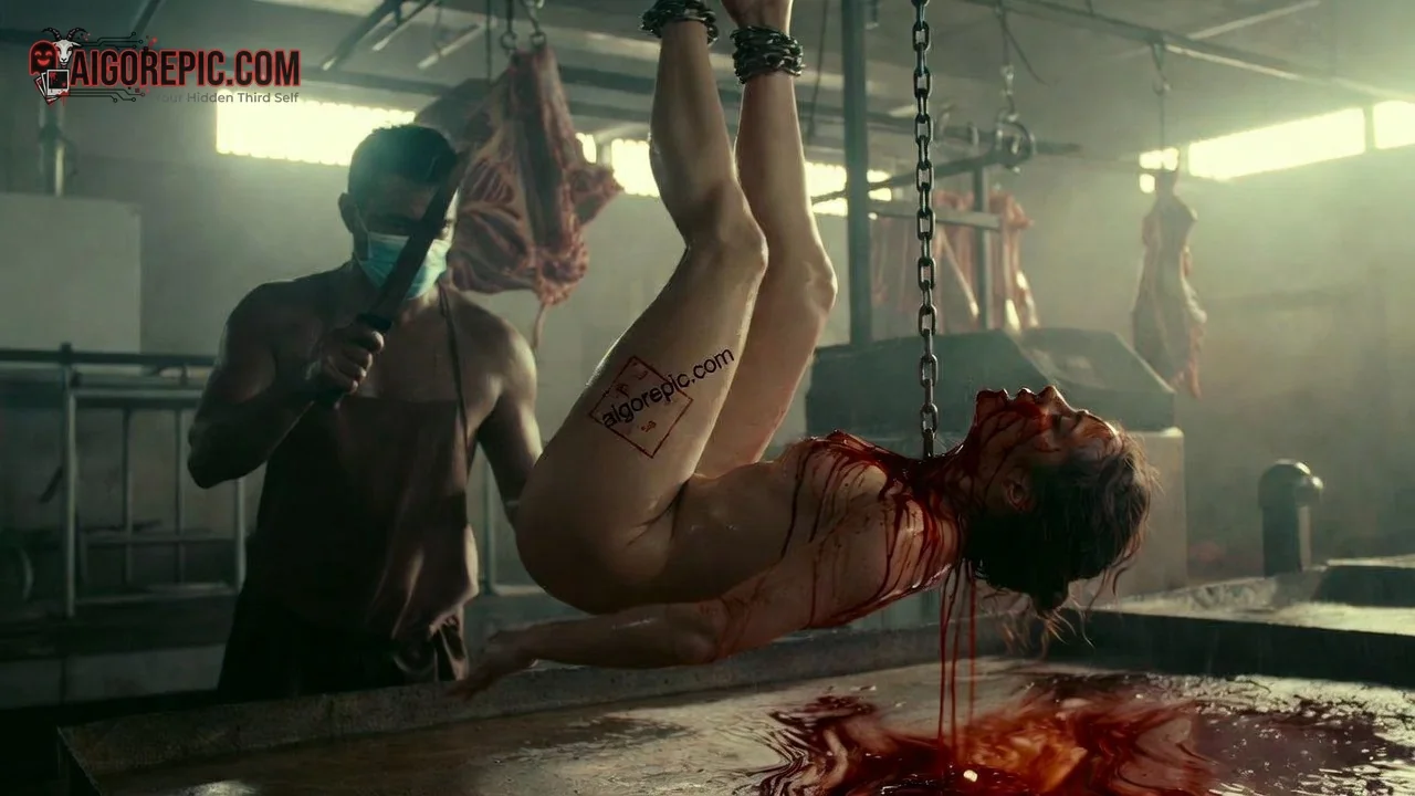 Chained and Bloodied Woman - AI Generated Horror