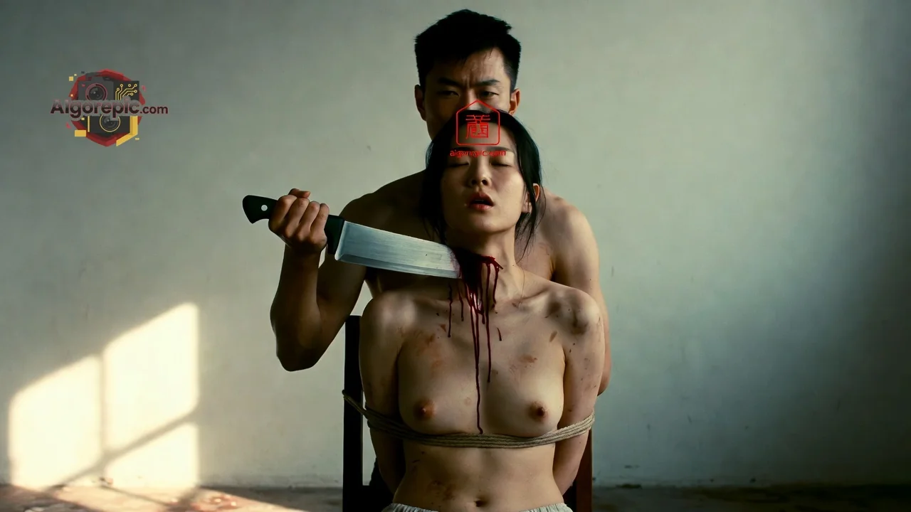 Chilling Knife Threat Scene - AI Generated Horror