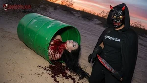 Demon Masked Killer Over Corpse