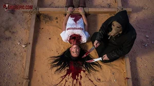 Hanged Woman Tortured by Masked Figure