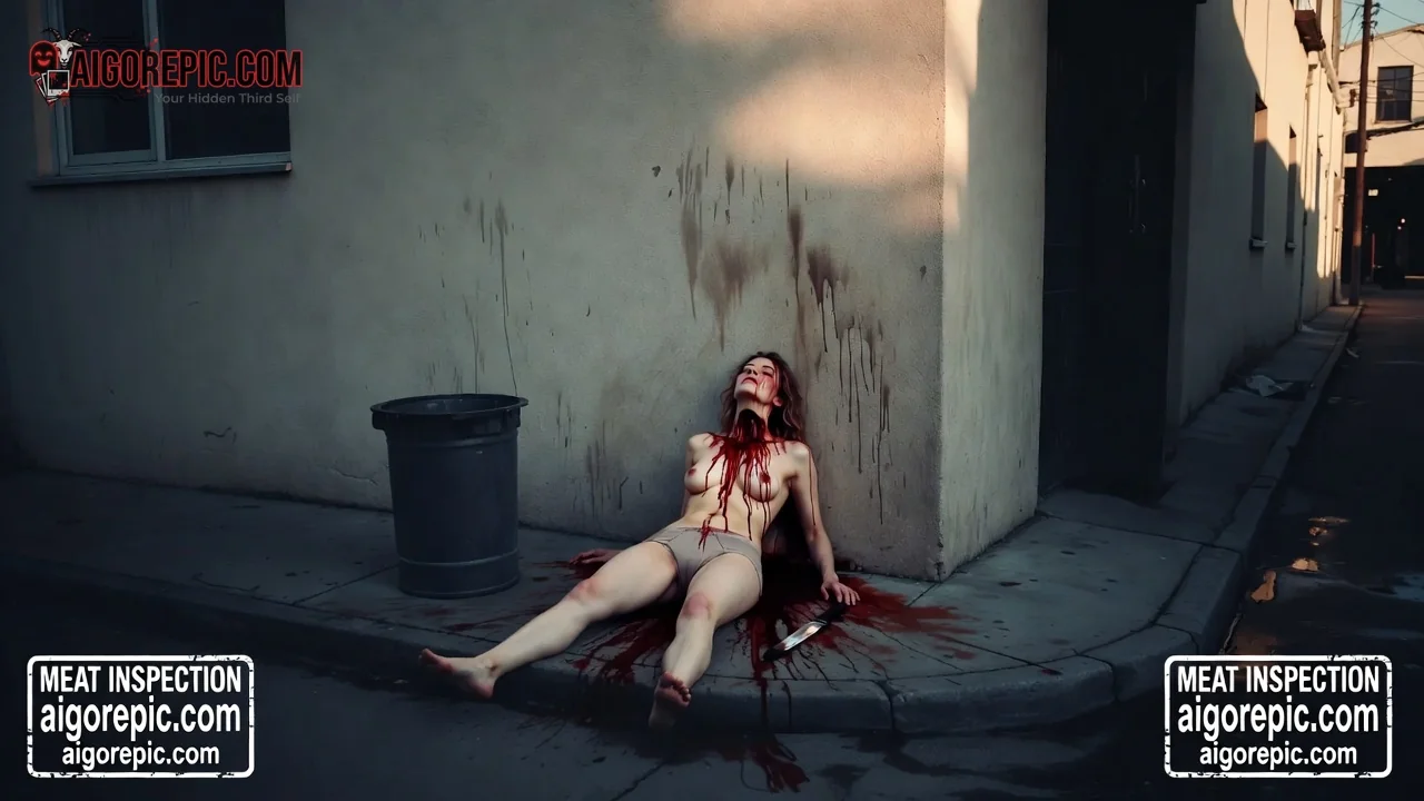 Woman in Bloody Scene - AI Generated Horror