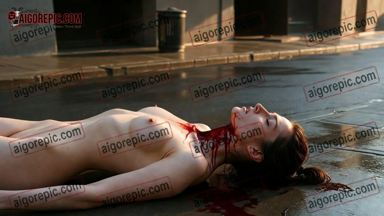 Woman Lying in Blood - AI Generated Horror