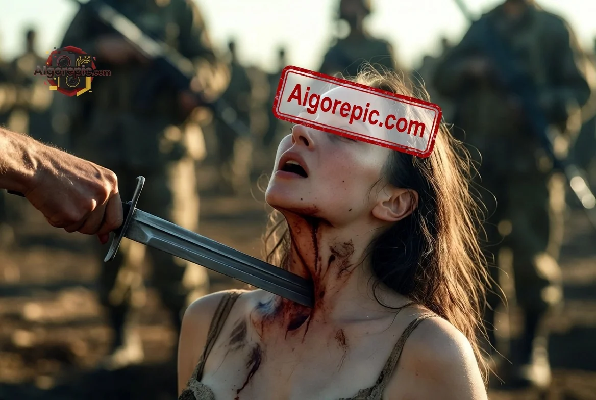 Woman with Knife to Throat - AI Generated Horror