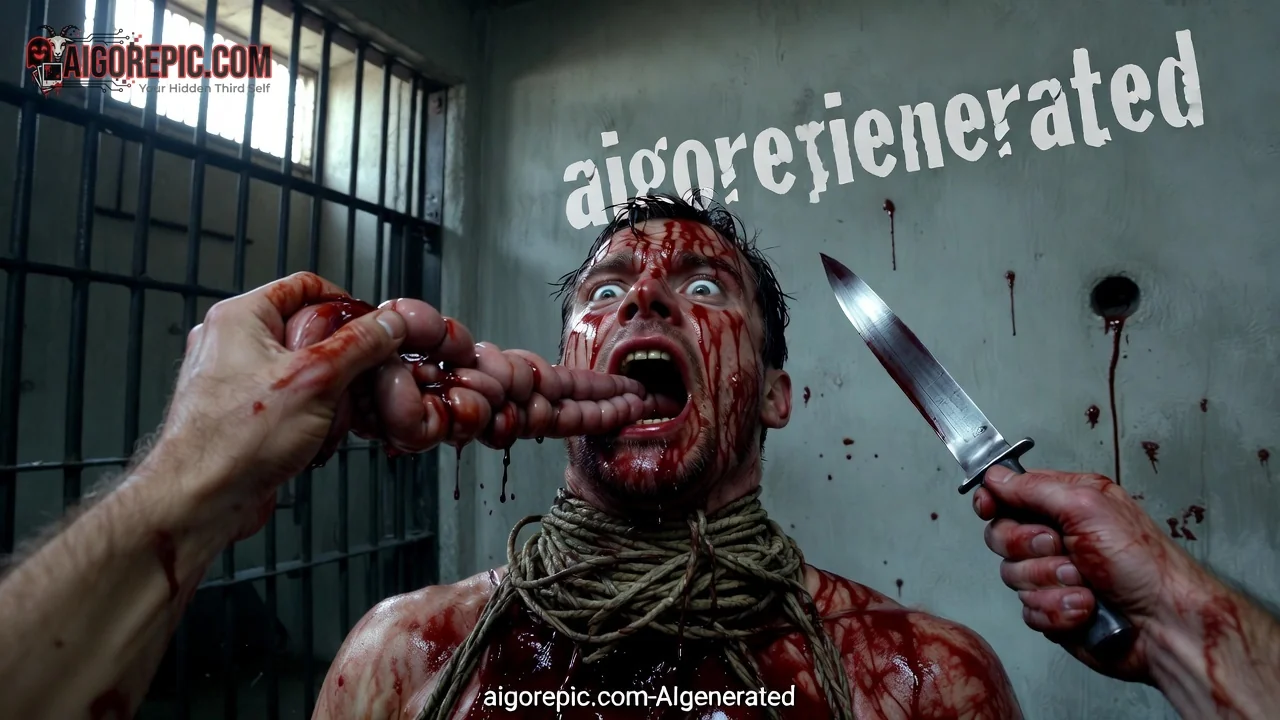 Bloody Torture Victim Screaming - AI Generated Horror